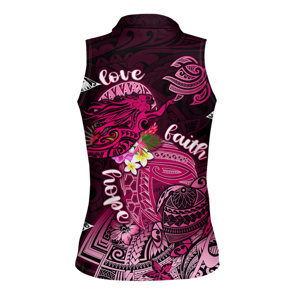 Breast Cancer Mermaid Polynesia Women Sleeveless Polo Shirt Faith Hope Love DT02 - Polynesian Pride