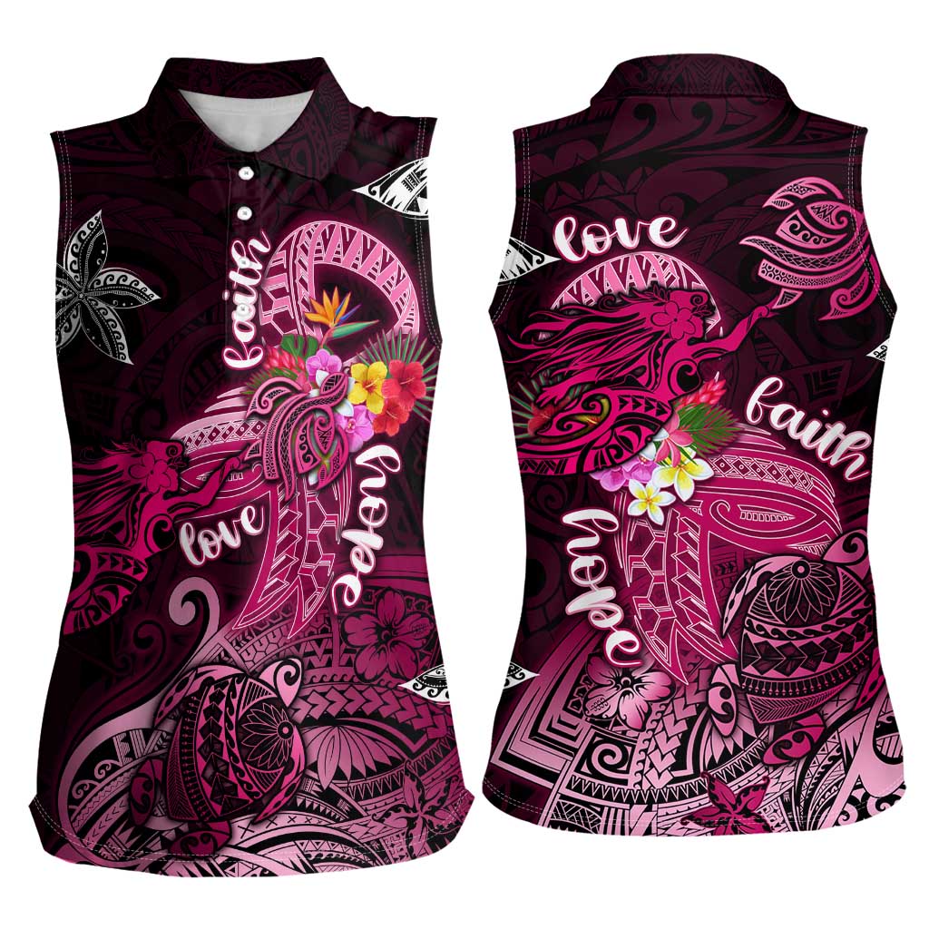 Breast Cancer Mermaid Polynesia Women Sleeveless Polo Shirt Faith Hope Love DT02 - Polynesian Pride