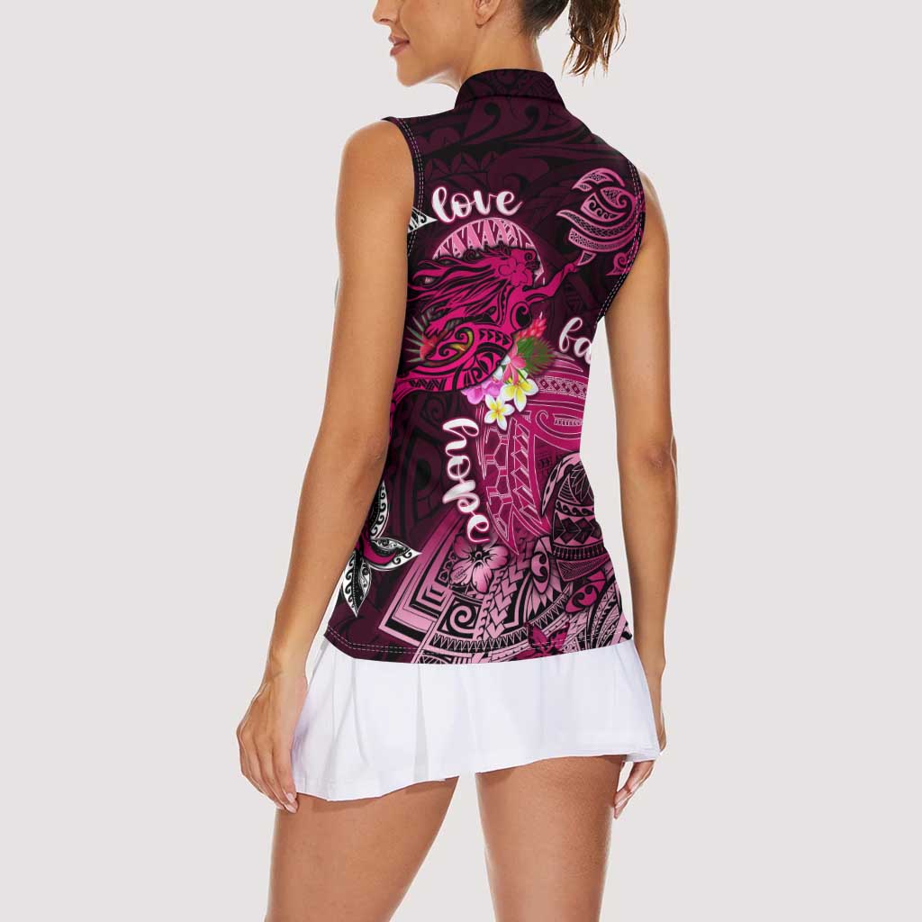 Breast Cancer Mermaid Polynesia Women Sleeveless Polo Shirt Faith Hope Love DT02 - Polynesian Pride