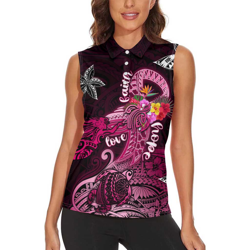 Breast Cancer Mermaid Polynesia Women Sleeveless Polo Shirt Faith Hope Love DT02 - Polynesian Pride