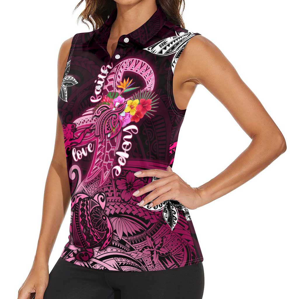 Breast Cancer Mermaid Polynesia Women Sleeveless Polo Shirt Faith Hope Love DT02 - Polynesian Pride