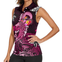 Breast Cancer Mermaid Polynesia Women Sleeveless Polo Shirt Faith Hope Love DT02 - Polynesian Pride