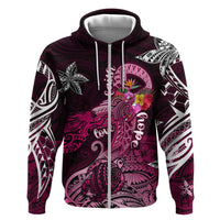 Breast Cancer Mermaid Polynesia Zip Hoodie Faith Hope Love DT02 Zip Hoodie Pink - Polynesian Pride