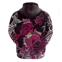 Breast Cancer Mermaid Polynesia Zip Hoodie Faith Hope Love DT02 - Polynesian Pride