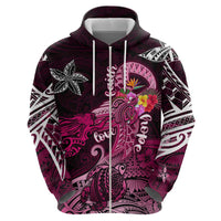 Breast Cancer Mermaid Polynesia Zip Hoodie Faith Hope Love DT02 - Polynesian Pride