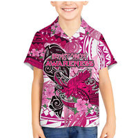 Breast Cancer Awareness Hawaii Family Matching Mermaid Dress and Hawaiian Shirt Polynesia Girl Nobody Fights Alone DT02 Son's Shirt Pink - Polynesian Pride