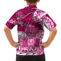 Breast Cancer Awareness Hawaii Family Matching Off Shoulder Maxi Dress and Hawaiian Shirt Polynesia Girl Nobody Fights Alone DT02 - Polynesian Pride