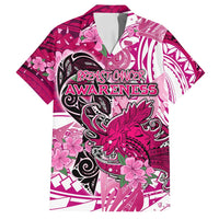 Breast Cancer Awareness Hawaii Family Matching Off Shoulder Maxi Dress and Hawaiian Shirt Polynesia Girl Nobody Fights Alone DT02 Dad's Shirt - Short Sleeve Pink - Polynesian Pride