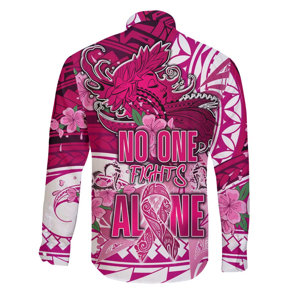 Breast Cancer Awareness Hawaii Family Matching Off Shoulder Maxi Dress and Hawaiian Shirt Polynesia Girl Nobody Fights Alone DT02 - Polynesian Pride