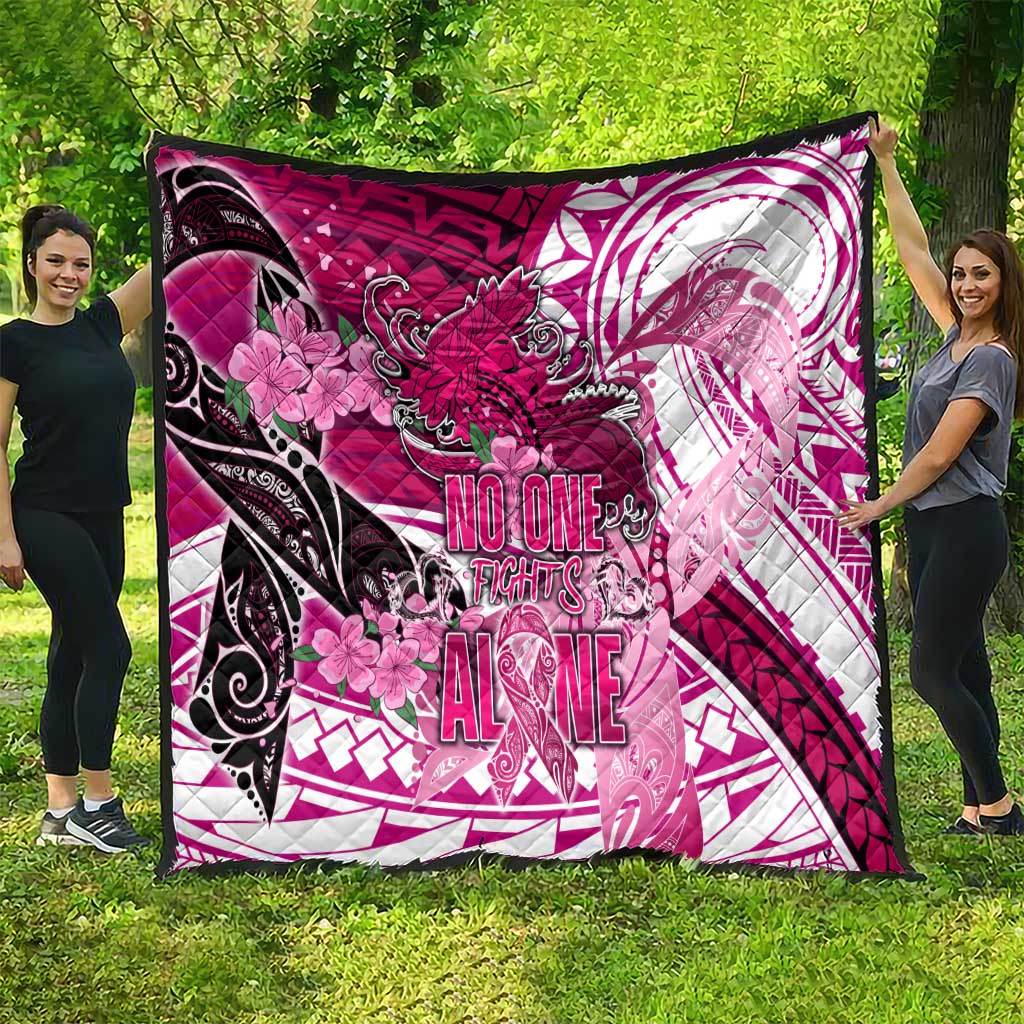 Breast Cancer Awareness Hawaii Quilt Polynesia Girl Nobody Fights Alone