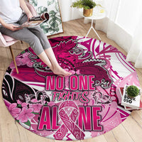 Breast Cancer Awareness Hawaii Round Carpet Polynesia Girl Nobody Fights Alone