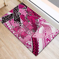 Breast Cancer Awareness Hawaii Rubber Doormat Polynesia Girl Nobody Fights Alone
