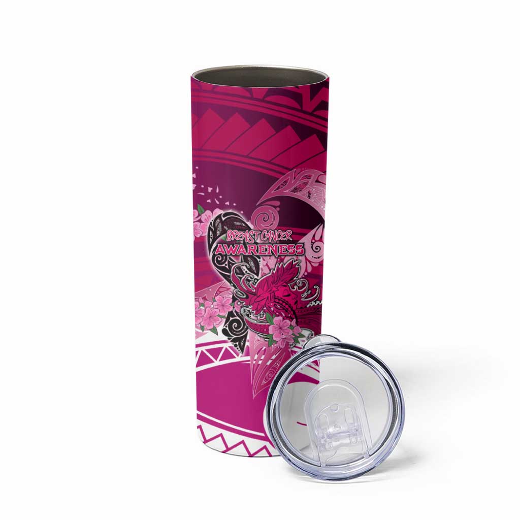 Breast Cancer Awareness Hawaii Skinny Tumbler Polynesia Girl Nobody Fights Alone DT02 - Polynesian Pride