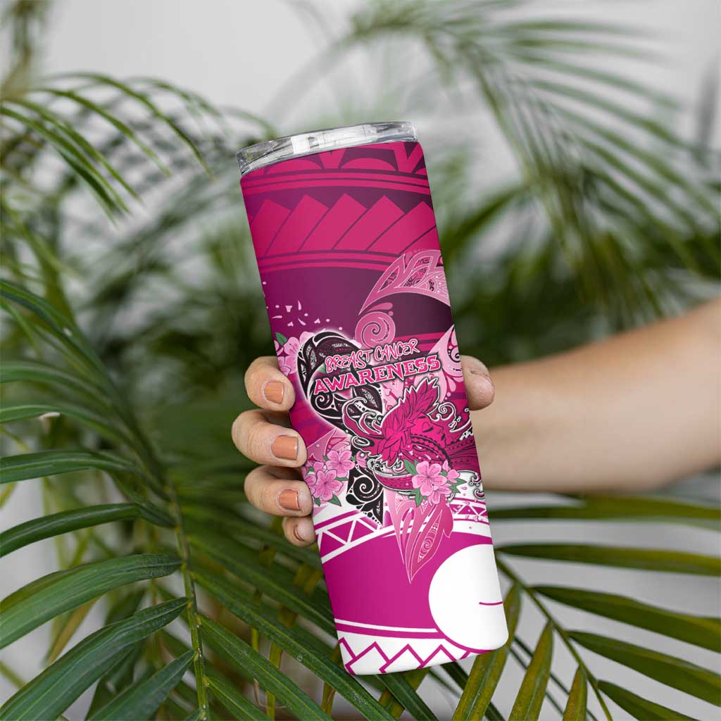 Breast Cancer Awareness Hawaii Skinny Tumbler Polynesia Girl Nobody Fights Alone DT02 - Polynesian Pride