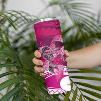 Breast Cancer Awareness Hawaii Skinny Tumbler Polynesia Girl Nobody Fights Alone DT02 - Polynesian Pride