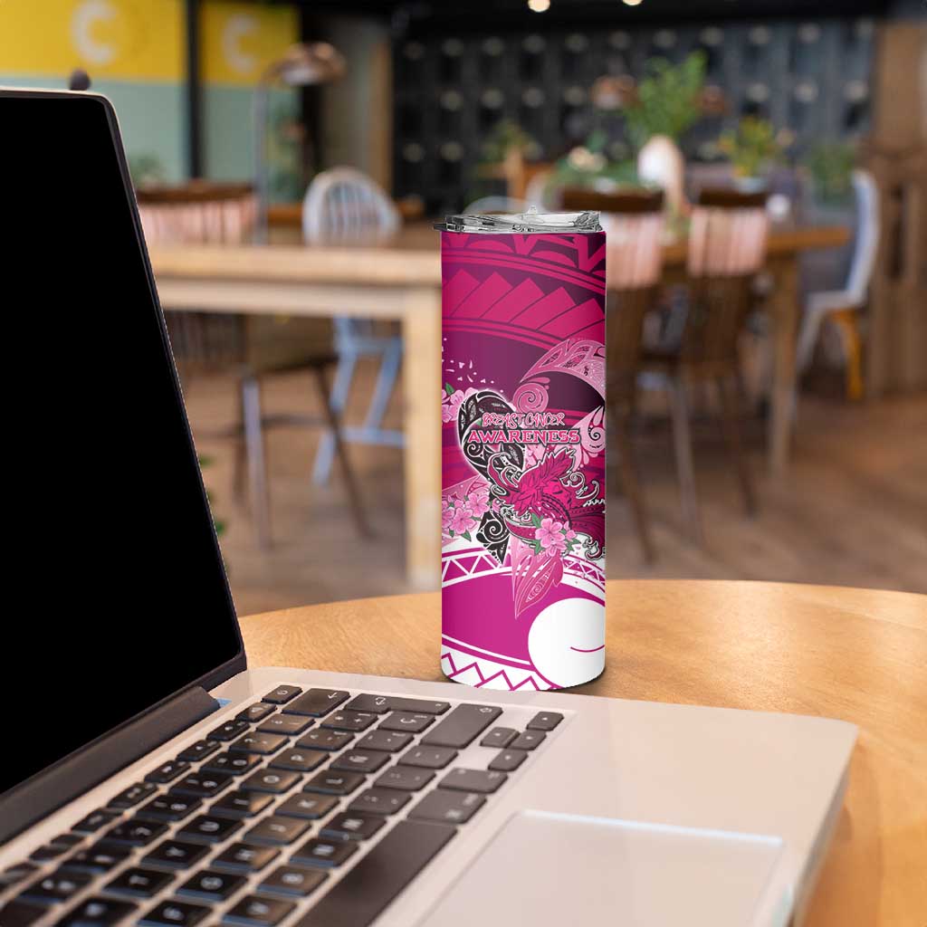 Breast Cancer Awareness Hawaii Skinny Tumbler Polynesia Girl Nobody Fights Alone DT02 - Polynesian Pride