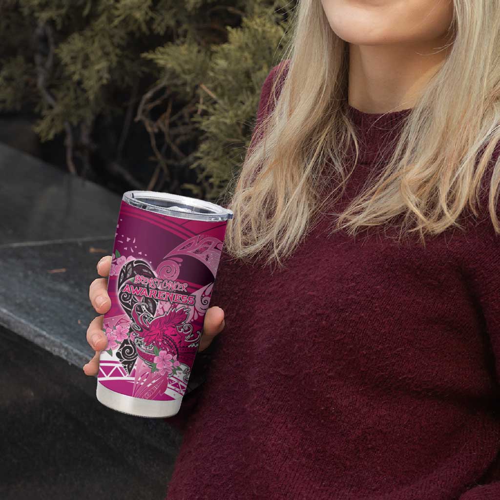 Breast Cancer Awareness Hawaii Tumbler Cup Polynesia Girl Nobody Fights Alone