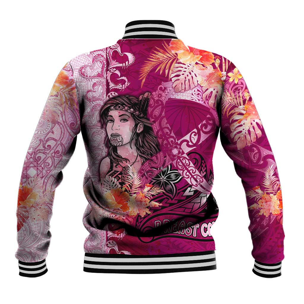 Breast Cancer New Zealand Baseball Jacket Maori Aotearoa Girl Pink Out DT02 - Polynesian Pride