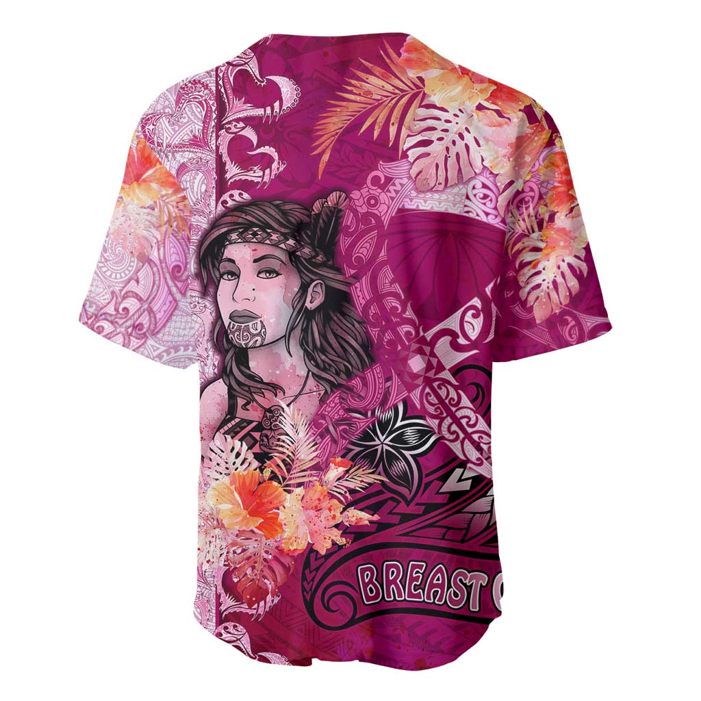 Breast Cancer New Zealand Baseball Jersey Maori Aotearoa Girl Pink Out DT02 - Polynesian Pride