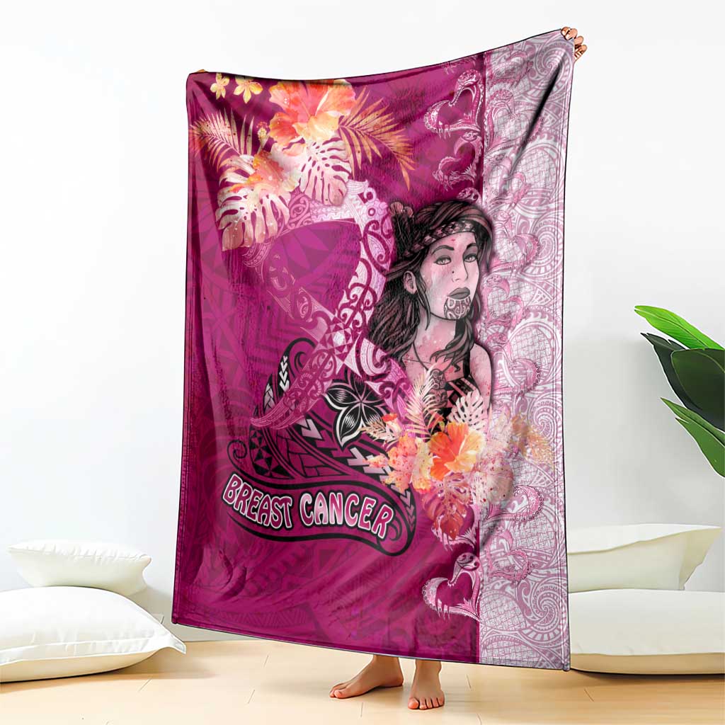 Breast Cancer New Zealand Blanket Maori Aotearoa Girl Pink Out DT02 - Polynesian Pride