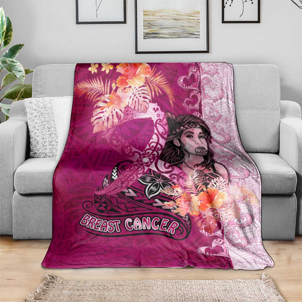 Breast Cancer New Zealand Blanket Maori Aotearoa Girl Pink Out DT02 - Polynesian Pride