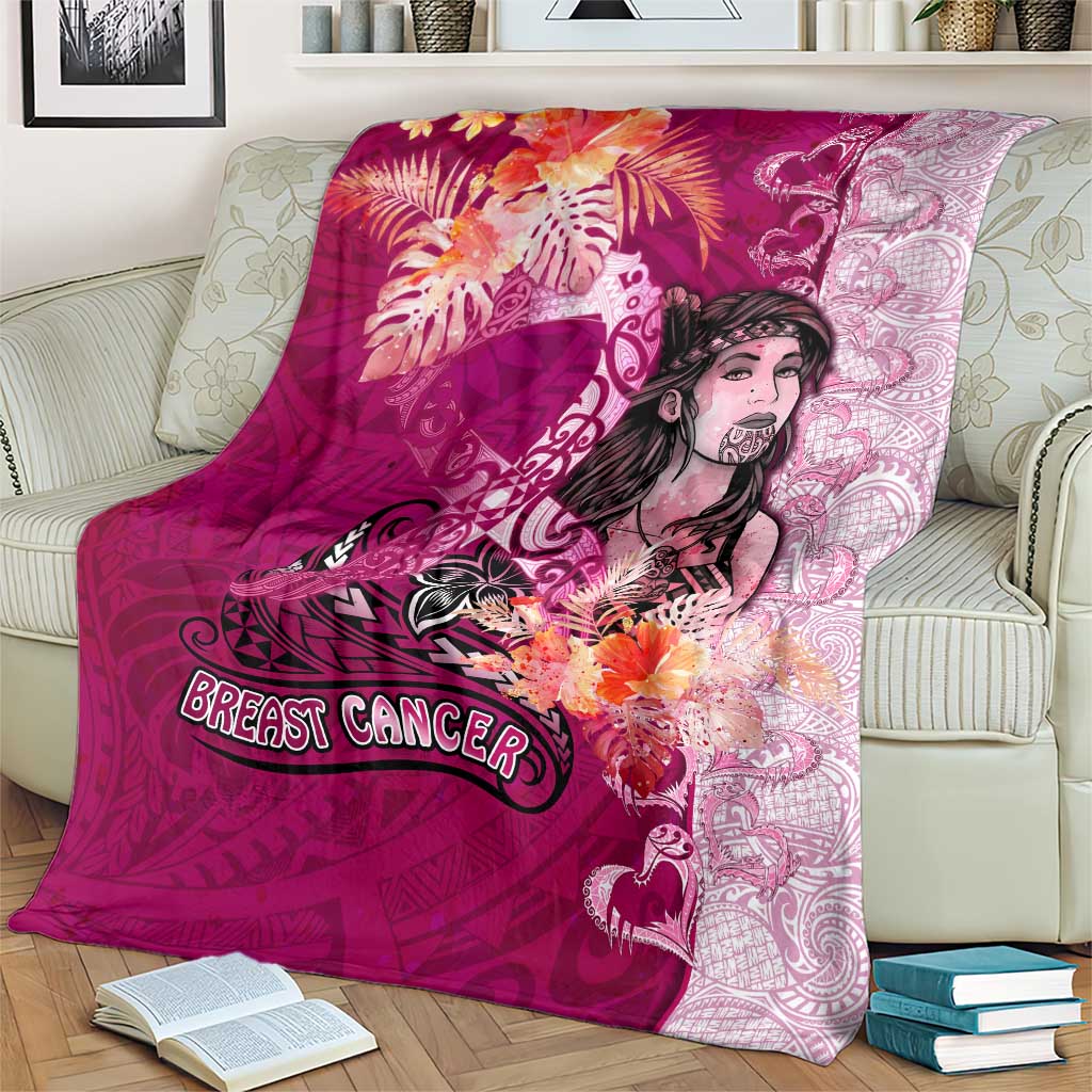 Breast Cancer New Zealand Blanket Maori Aotearoa Girl Pink Out DT02 - Polynesian Pride
