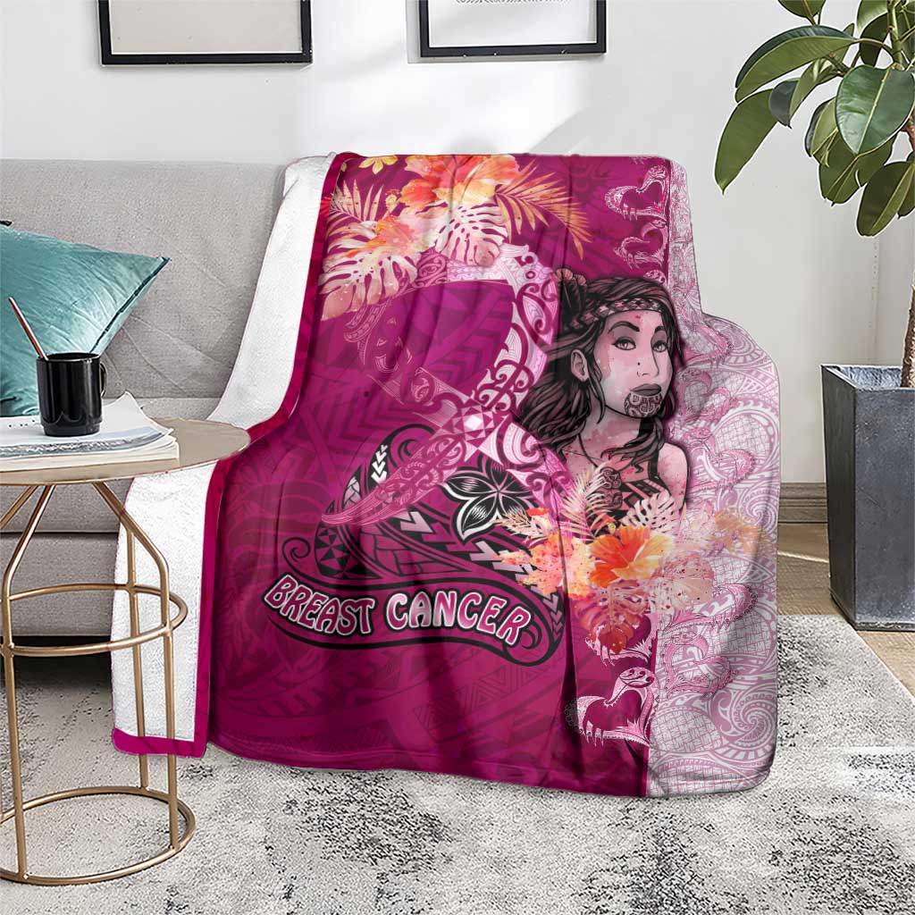 Breast Cancer New Zealand Blanket Maori Aotearoa Girl Pink Out DT02 - Polynesian Pride