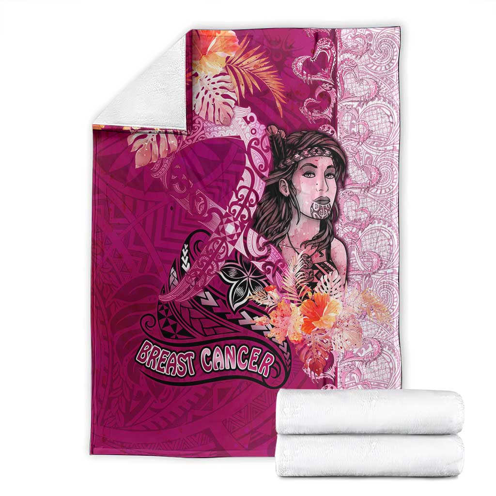 Breast Cancer New Zealand Blanket Maori Aotearoa Girl Pink Out DT02 - Polynesian Pride