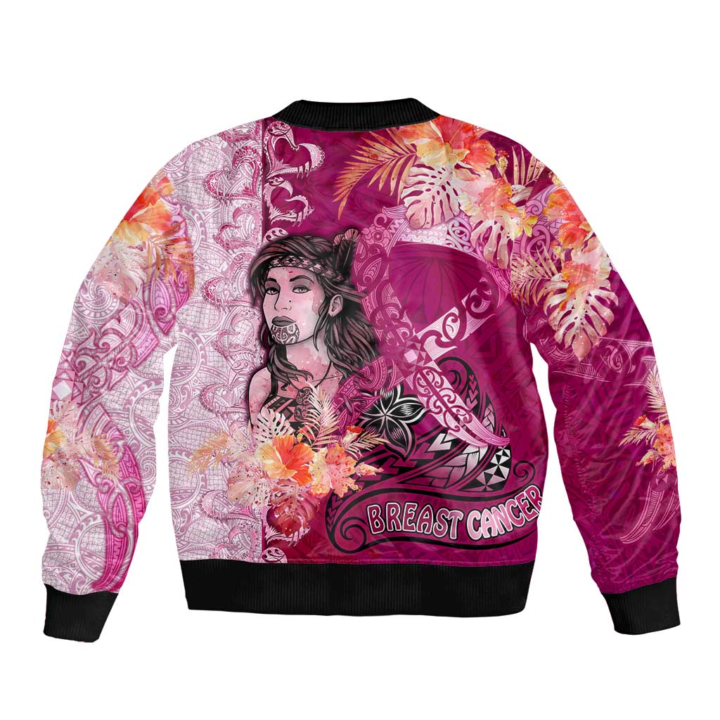 Breast Cancer New Zealand Bomber Jacket Maori Aotearoa Girl Pink Out DT02 - Polynesian Pride