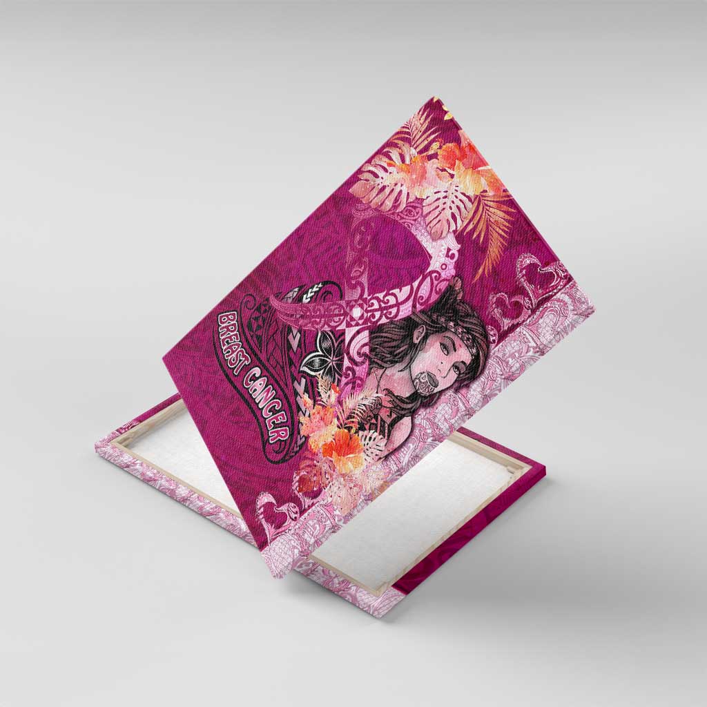 Breast Cancer New Zealand Canvas Wall Art Maori Aotearoa Girl Pink Out DT02 With Frame Pink - Polynesian Pride