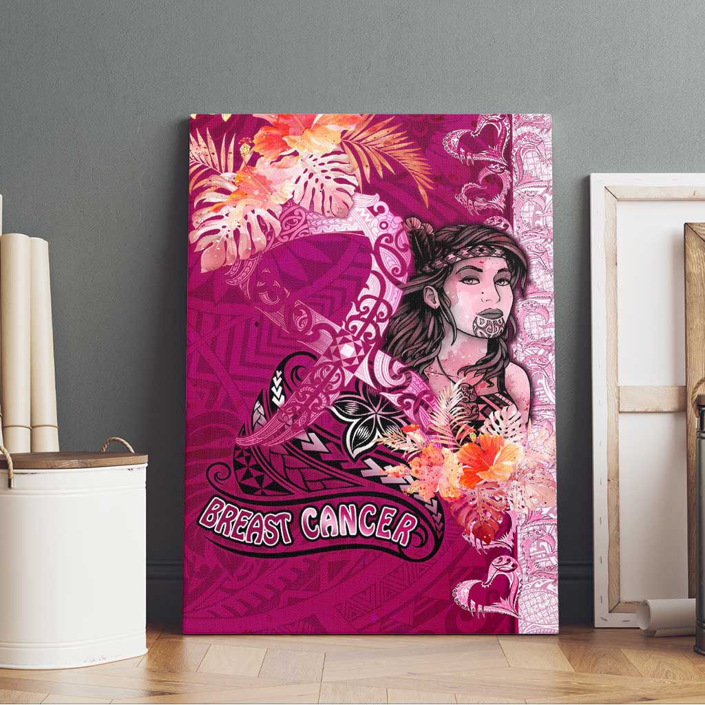 Breast Cancer New Zealand Canvas Wall Art Maori Aotearoa Girl Pink Out DT02 - Polynesian Pride