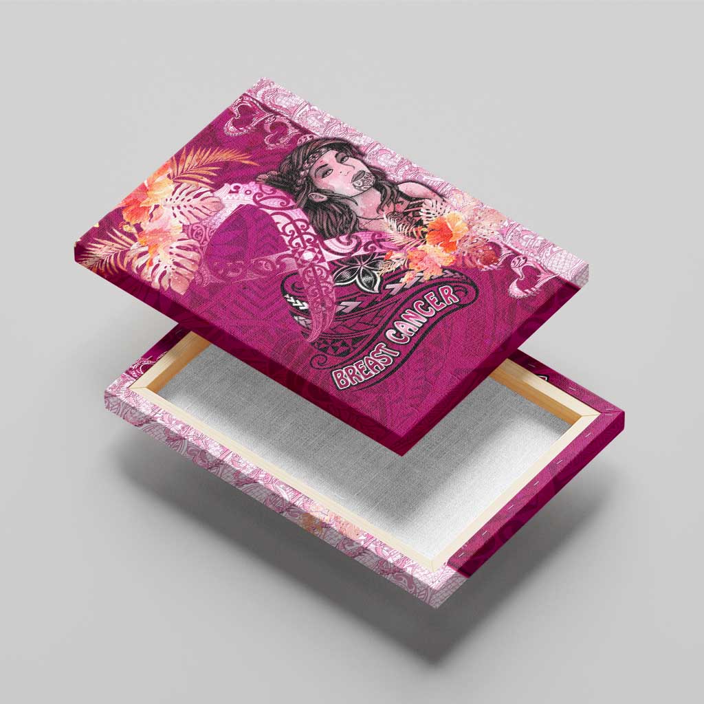 Breast Cancer New Zealand Canvas Wall Art Maori Aotearoa Girl Pink Out DT02 - Polynesian Pride