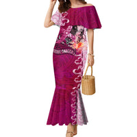 Breast Cancer New Zealand Family Matching Mermaid Dress and Hawaiian Shirt Maori Aotearoa Girl Pink Out DT02 Mom's Dress Pink - Polynesian Pride
