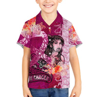 Breast Cancer New Zealand Family Matching Off The Shoulder Long Sleeve Dress and Hawaiian Shirt Maori Aotearoa Girl Pink Out DT02 Son's Shirt Pink - Polynesian Pride