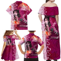 Breast Cancer New Zealand Family Matching Off Shoulder Maxi Dress and Hawaiian Shirt Maori Aotearoa Girl Pink Out DT02 - Polynesian Pride