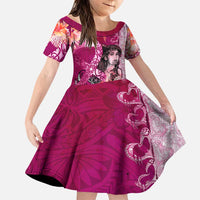 Breast Cancer New Zealand Family Matching Puletasi and Hawaiian Shirt Maori Aotearoa Girl Pink Out DT02 Daughter's Dress Pink - Polynesian Pride