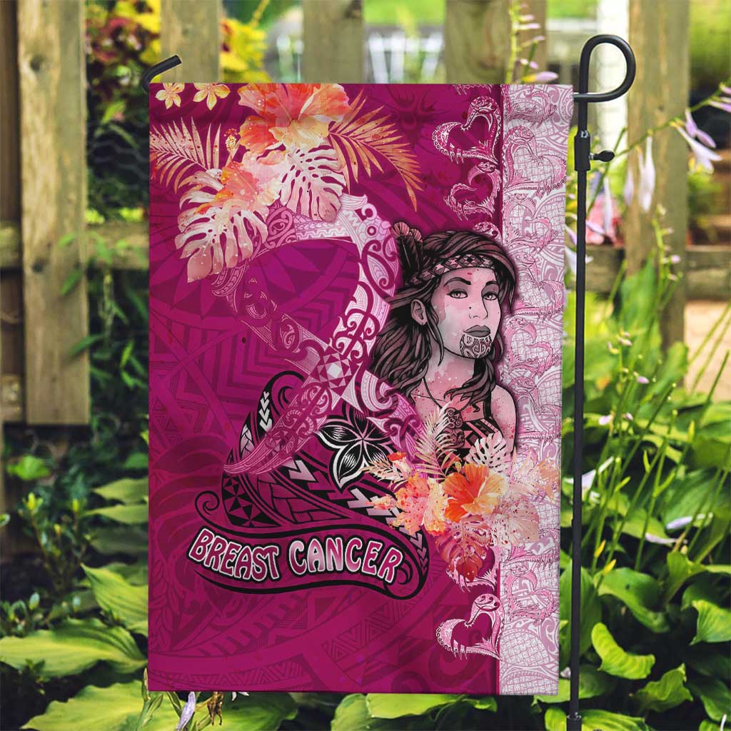 Breast Cancer New Zealand Garden Flag Maori Aotearoa Girl Pink Out DT02 Garden Flag Pink - Polynesian Pride
