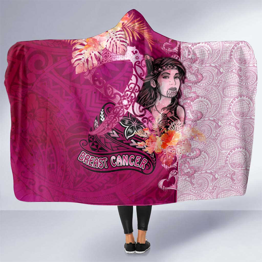 Breast Cancer New Zealand Hooded Blanket Maori Aotearoa Girl Pink Out DT02 One Size Pink - Polynesian Pride