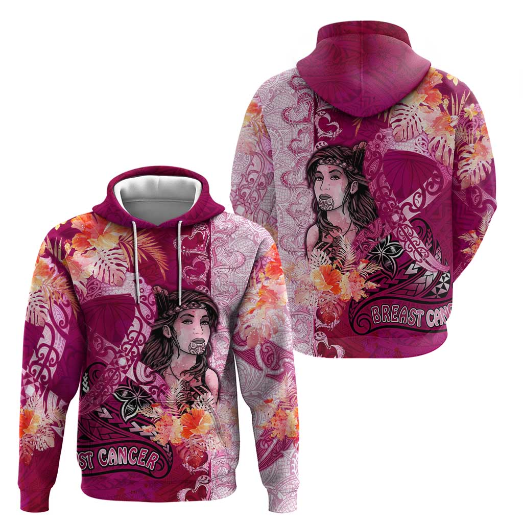 Breast Cancer New Zealand Hoodie Maori Aotearoa Girl Pink Out DT02 - Polynesian Pride