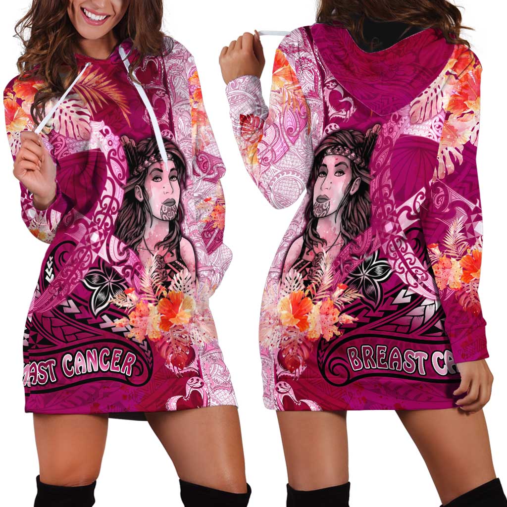 Breast Cancer New Zealand Hoodie Dress Maori Aotearoa Girl Pink Out DT02 - Polynesian Pride