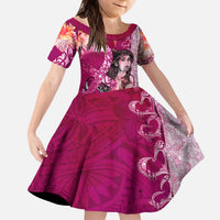 Breast Cancer New Zealand Kid Short Sleeve Dress Maori Aotearoa Girl Pink Out DT02 KID Pink - Polynesian Pride