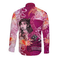 Breast Cancer New Zealand Long Sleeve Button Shirt Maori Aotearoa Girl Pink Out DT02 - Polynesian Pride