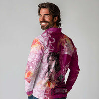 Breast Cancer New Zealand Long Sleeve Polo Shirt Maori Aotearoa Girl Pink Out DT02 - Polynesian Pride