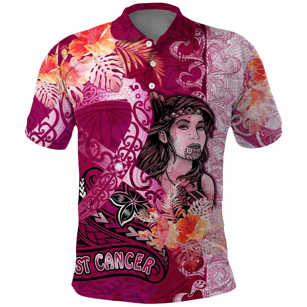 Breast Cancer New Zealand Polo Shirt Maori Aotearoa Girl Pink Out DT02 Pink - Polynesian Pride