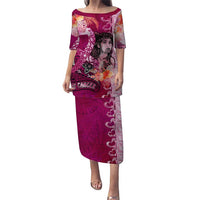 Breast Cancer New Zealand Puletasi Maori Aotearoa Girl Pink Out DT02 Long Dress Pink - Polynesian Pride