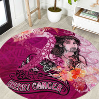 Breast Cancer New Zealand Round Carpet Maori Aotearoa Girl Pink Out DT02 Pink - Polynesian Pride
