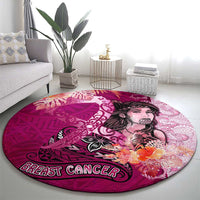 Breast Cancer New Zealand Round Carpet Maori Aotearoa Girl Pink Out DT02 - Polynesian Pride