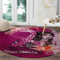 Breast Cancer New Zealand Round Carpet Maori Aotearoa Girl Pink Out DT02 - Polynesian Pride