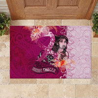 Breast Cancer New Zealand Rubber Doormat Maori Aotearoa Girl Pink Out DT02 Pink - Polynesian Pride