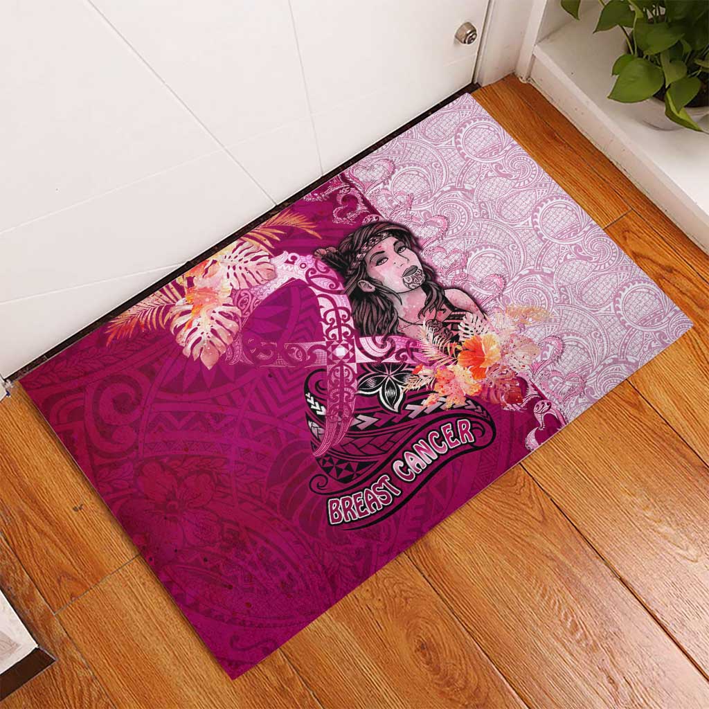Breast Cancer New Zealand Rubber Doormat Maori Aotearoa Girl Pink Out DT02 - Polynesian Pride